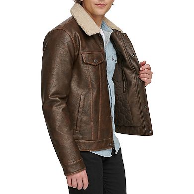 Men's Levi's® Faux Leather Sherpa Collar Trucker Jacket