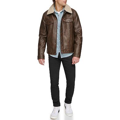 Men's Levi's® Faux Leather Sherpa Collar Trucker Jacket