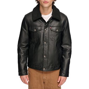 Men's Levi's® Faux Leather Sherpa Collar Trucker Jacket