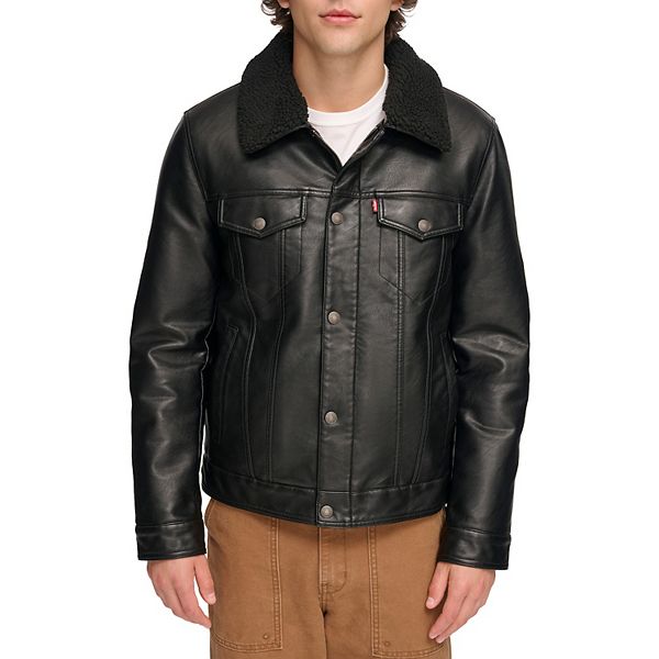 [4／10まで出品]LEVI'S TRUCKER LEATHER JACKET LEVI RED COLLECTION TYPE 4 TRUCKER JACKET M DENIM LEATHER WOOL