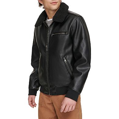 Men's Levi's® Faux Leather Bomber Jacket With Sherpa Collar