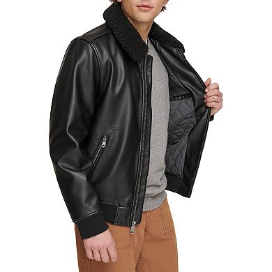 Men's Levi's® Faux Leather Bomber Jacket With Sherpa Collar