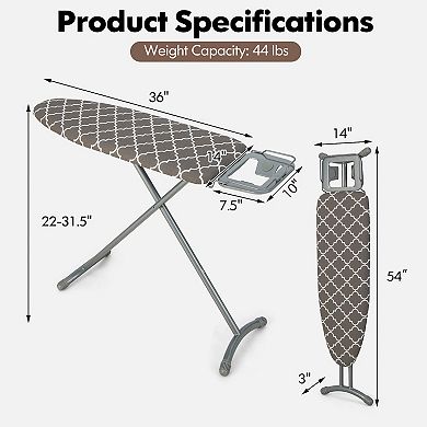 44 x 14 Inch Foldable Ironing Board with Iron Rest Extra Cotton Cover