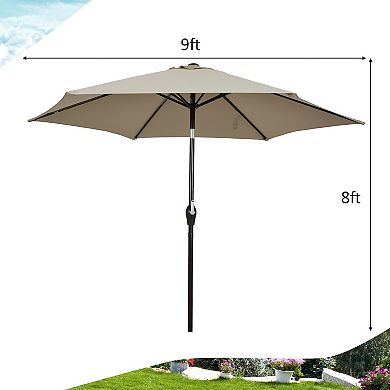 9 ft Outdoor Market Patio Table Umbrella Push Button Tilt Crank Lift