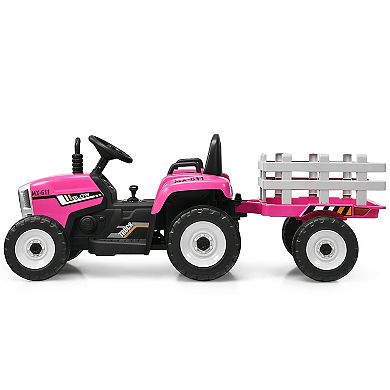 12V Ride on Tractor with 3-Gear-Shift Ground Loader for Kids 3+ Years Old