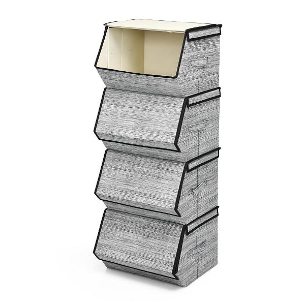 Set of 4 Storage Bins Stackable Cubes with Lid