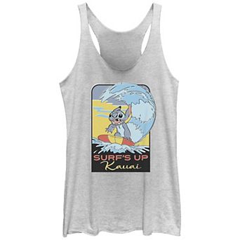 Disney's Lilo & Stitch Women's Surfing Stitch Tri-Blend Racerback Tank Top