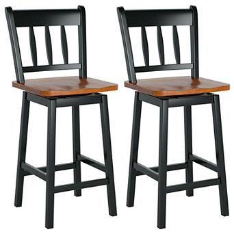 Counter Height Swivel Bar Stools Set of 2 with High Back and Footrest