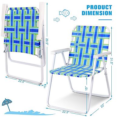 6 Pieces Folding Beach Chair Camping Lawn Webbing Chair