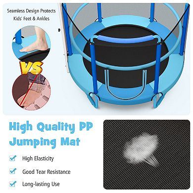 5 Feet Kids 3-in-1 Game Trampoline with Enclosure Net Spring Pad