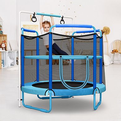 5 Feet Kids 3-in-1 Game Trampoline with Enclosure Net Spring Pad