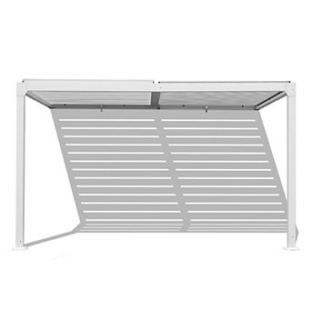 Aoodor 13 x 10 ft. Outdoor Aluminum Wall Mounted Louvered Pergola Waterproof Gazebo - White