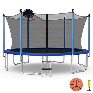 15 ft Outdoor Recreational Trampoline with Ladder and Enclosure Net - 15'