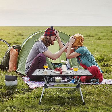 Folding Heavy-Duty Aluminum Camping Table with Carrying Bag