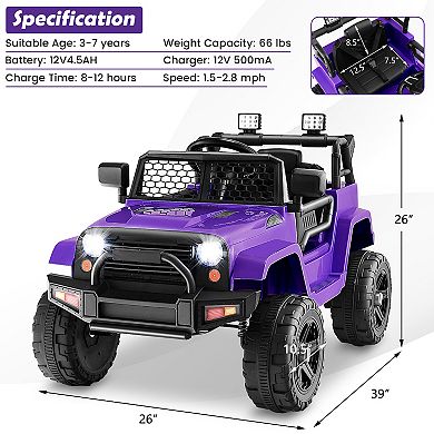 12V Kids Ride On Truck with Remote Control and Headlights
