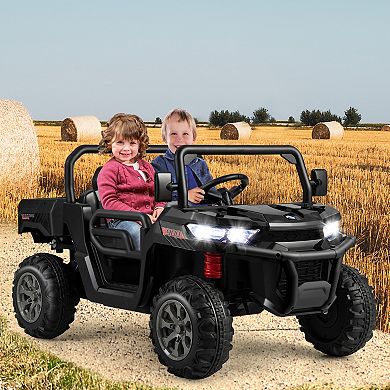2-Seater Kids Ride On Dump Truck with Dump Bed and Shovel