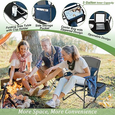 Folding Camping Directors Chair with Cooler Bag and Side Table