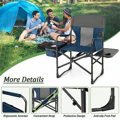 Folding Camping Directors Chair with Cooler Bag and Side Table