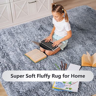 Modern Rectangular Soft Shag Area Rug for Living Room Bedroom