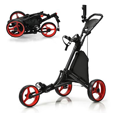 Folding 3 Wheels Golf Push Cart with Bag Scoreboard Adjustable Handle