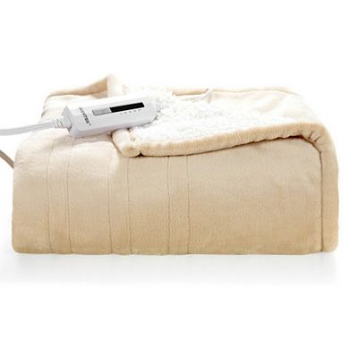 Electric Heated Throw Flannel and Sherpa Double-sided Flush Blanket