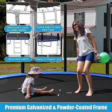Outdoor Trampoline Bounce Combo with Safety Closure Net Ladder - 12 Ft