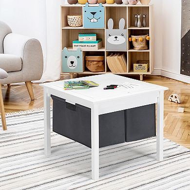 2-in-1 Kids Double-sided Activity Building Block Table with Drawers