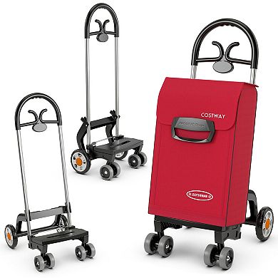 Folding Shopping Cart Utility Hand Truck with Rolling Swivel Wheels