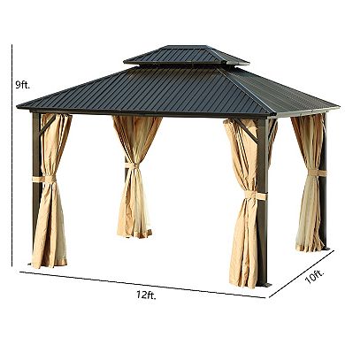 Aoodor Hardtop Gazebo Outdoor Tent Shelter Canopy with Netting
