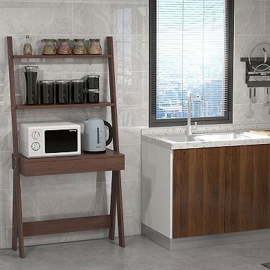 Ladder Shelf Desk Bookcase With Countertop Drawer And 2 Shelves