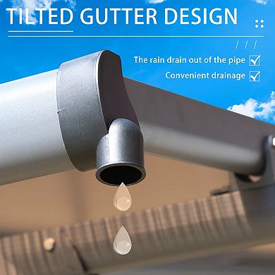 Aoodor 13' x 10' Wall Mount Gazebo - Polycarbonate Outdoor Pergola