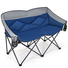 Outsunny Aluminum Camping Padded Chairs Set with Lightweight