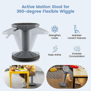 Adjustable Active Learning Stool Sitting Home Office Wobble Chair with Cushion Seat