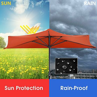 9 Ft Half Round Patio Umbrella Sunshade without Weight Base