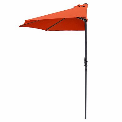 9 Ft Half Round Patio Umbrella Sunshade without Weight Base