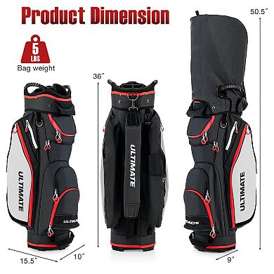 9.5 Inch Golf Cart Bag with 14 Way Full-Length Dividers Top Organizer