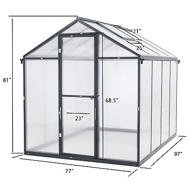 Aoodor 6' x 8' Walk-in Polycarbonate Greenhouse  - White
