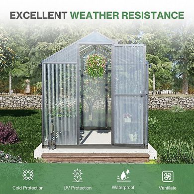 Aoodor 6' x 8' Walk-in Polycarbonate Greenhouse - Black