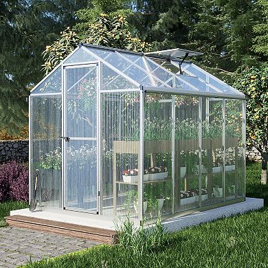 Aoodor 6' x 8' Walk-in Polycarbonate Greenhouse - Black
