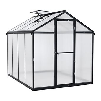 Aoodor 6' x 8' Walk-in Polycarbonate Greenhouse - Black