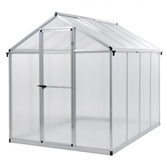 Aoodor 6' x 8' Walk-in Polycarbonate Greenhouse - Black