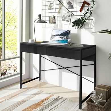 2-Drawer Home Office Desk with Steel Frame