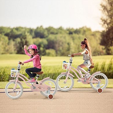 Kids Bike with Dual Brakes, Training Wheels and Adjustable Seat Ages 3-8