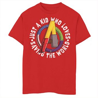 Boys 4-7 The Avengers Just A Kid Who Loves Saving The World Graphic Tee