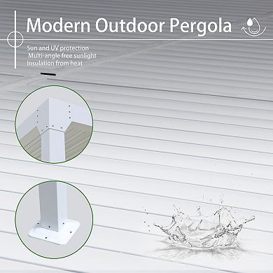 Aoodor 20 x 10 ft. Outdoor Aluminum Louvered Pergola Waterproof Gazebo Sun Shade Shelter  - White