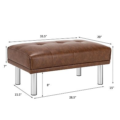 Rectangle Tufted Ottoman with Stainless Steel Legs for Living Room