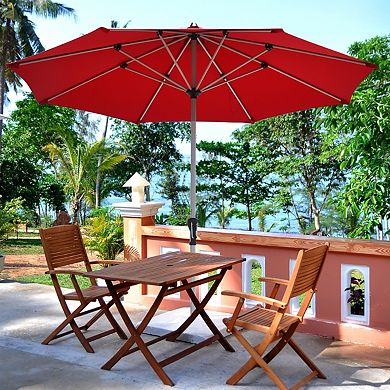 9 Feet Patio Outdoor Market Umbrella with Aluminum Pole without Weight Base