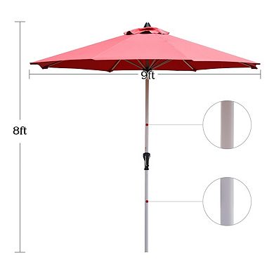 9 Feet Patio Outdoor Market Umbrella with Aluminum Pole without Weight Base