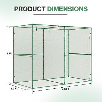 Aoodor 8'x4'x6' Crop Cage Plant Protection Tent with Zipper Rolling Door