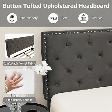 Upholstered Platform Bed With Tufted Headboard